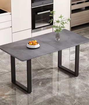 Luxe Eettafel met Stalen Poten – 140x70cm – Grijs & Modern Design