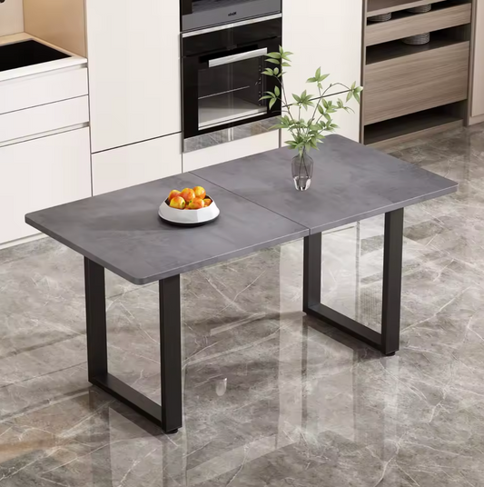 Luxe Eettafel met Stalen Poten – 140x70cm – Grijs & Modern Design