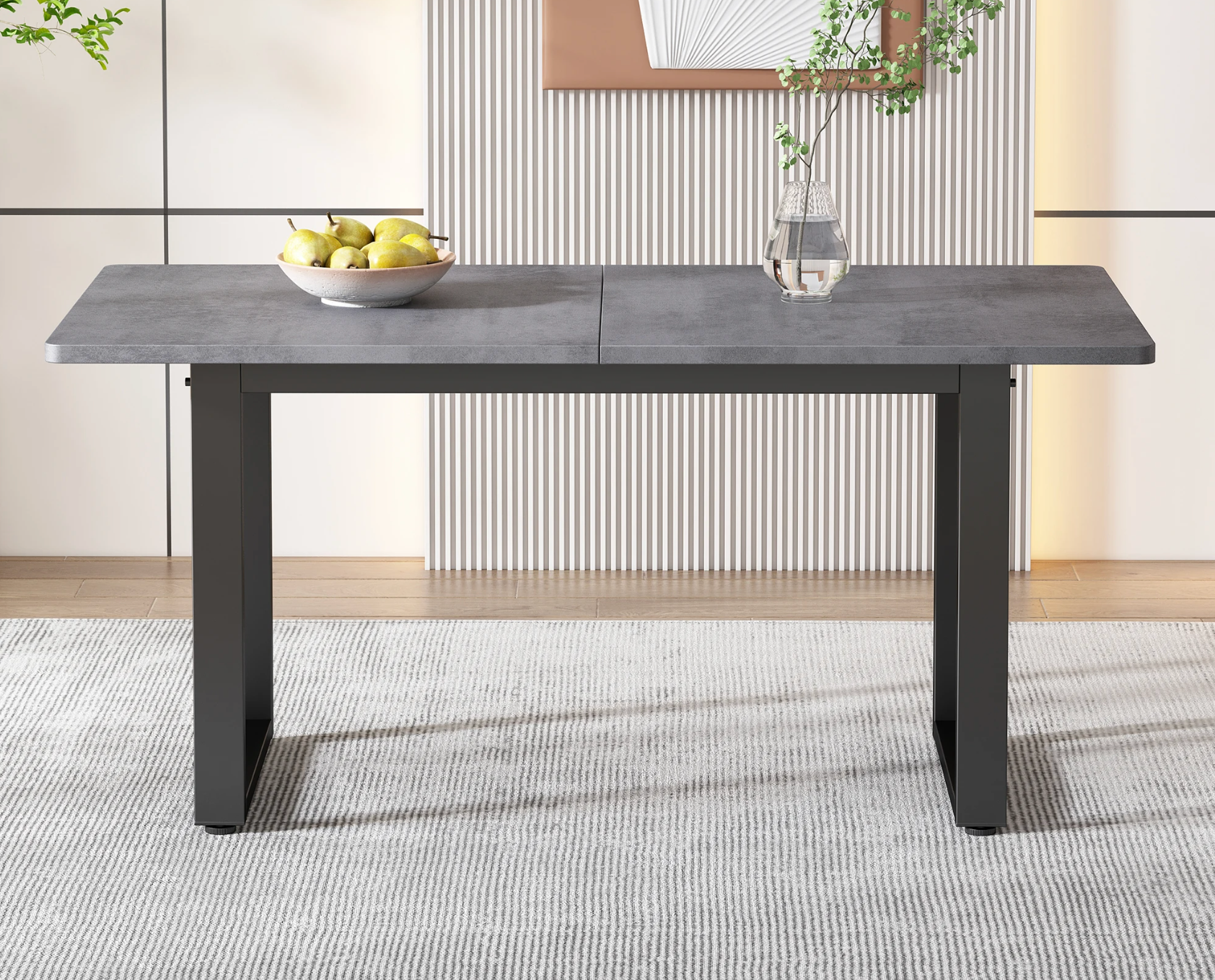 Luxe Eettafel met Stalen Poten – 140x70cm – Grijs & Modern Design