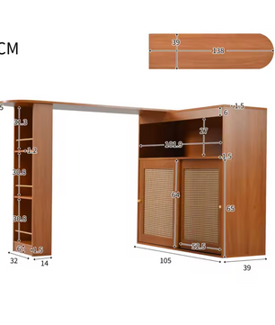 Moderne Bartafel met Opbergruimte – Rotan Deur & Verstelbare Planken