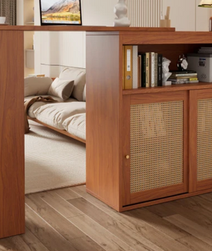 Moderne Bartafel met Opbergruimte – Rotan Deur & Verstelbare Planken