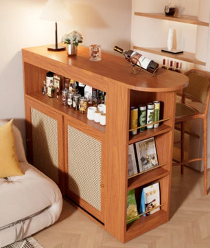 Moderne Bartafel met Opbergruimte – Rotan Deur & Verstelbare Planken