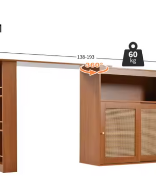 Moderne Bartafel met Opbergruimte – Rotan Deur & Verstelbare Planken