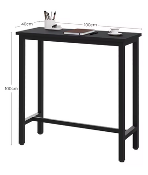 Industriële bartafel zwart – met metalen frame en dwarsbalk