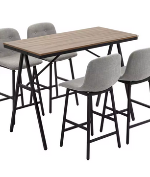 5-delige bartafelset met 4 krukken - Lichtgrijs of Beige