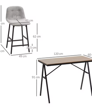 5-delige bartafelset met 4 krukken - Lichtgrijs of Beige