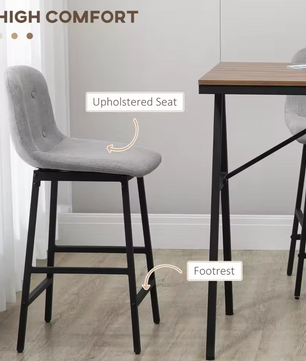 5-delige bartafelset met 4 krukken - Lichtgrijs of Beige