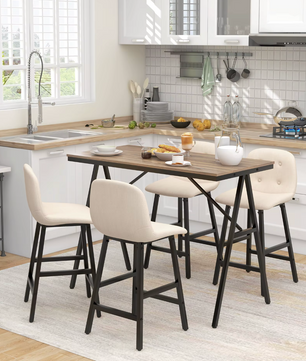 5-delige bartafelset met 4 krukken - Lichtgrijs of Beige