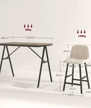 5-delige bartafelset met 4 krukken - Lichtgrijs of Beige
