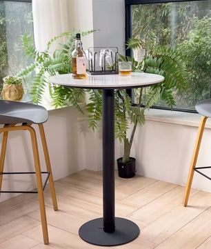 Luxe Ronde bartafel 100 cm – met luxe stenen blad en metalen voet