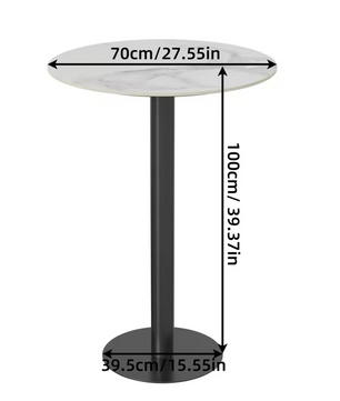 Luxe Ronde bartafel 100 cm – met luxe stenen blad en metalen voet