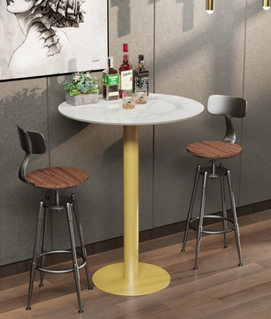 Luxe Ronde bartafel 100 cm – met luxe stenen blad en metalen voet