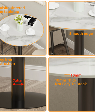 Luxe Ronde bartafel 100 cm – met luxe stenen blad en metalen voet