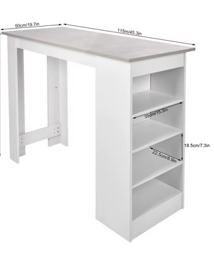 Luxe Multifunctionele bartafel wit - Houtlook - Opbergruimte en legplanken