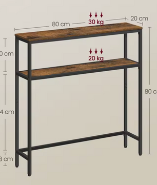 Consoletafel Landelijk Design met 2 planken – 80x20cm breed