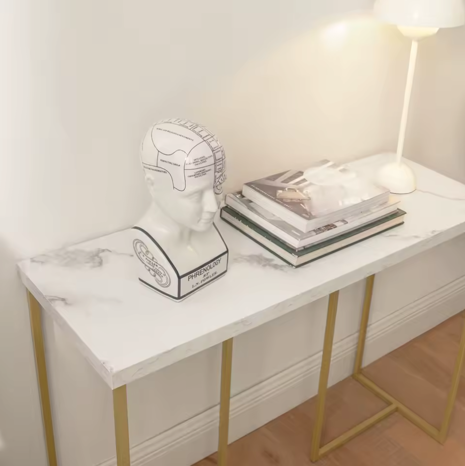 Consoletafel Goud & Marmerlook – Smal Design, 100×36×75 cm