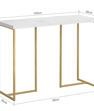 Consoletafel Goud & Marmerlook – Smal Design, 100×36×75 cm