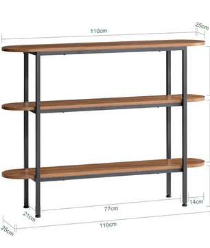Industriële Consoletafel met 3 Open Vakken – Hout & Metaal, 110 cm