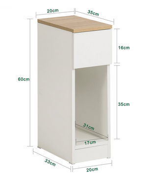 Smal nachtkastje met lade en open vak – 60cm hoog