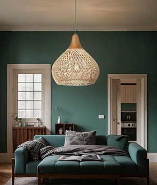 Vintage Boho Rotan Hanglamp – Handgemaakte E27 Hanglamp