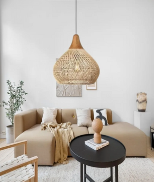 Vintage Boho Rotan Hanglamp – Handgemaakte E27 Hanglamp