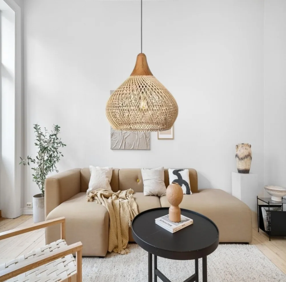Vintage Boho Rotan Hanglamp – Handgemaakte E27 Hanglamp