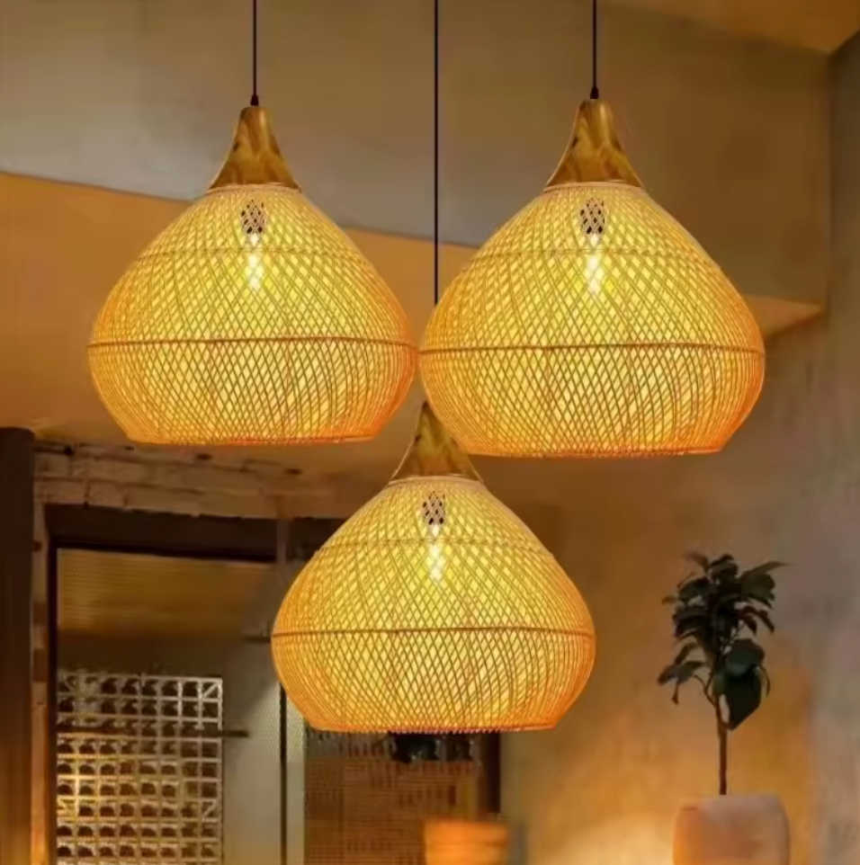 Vintage Boho Rotan Hanglamp – Handgemaakte E27 Hanglamp
