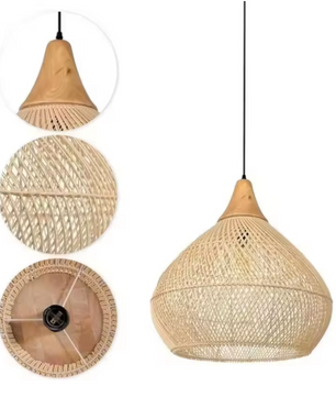 Vintage Boho Rotan Hanglamp – Handgemaakte E27 Hanglamp