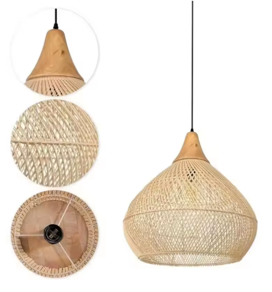 Vintage Boho Rotan Hanglamp – Handgemaakte E27 Hanglamp