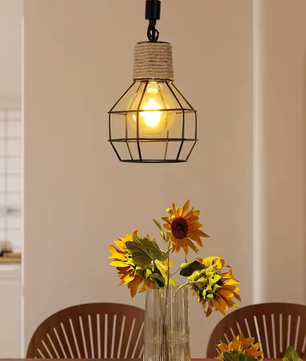 Vintage Hanglamp – Industriële 3-Lichts Plafondlamp met Henneptouw, Retro & Verstelbaar