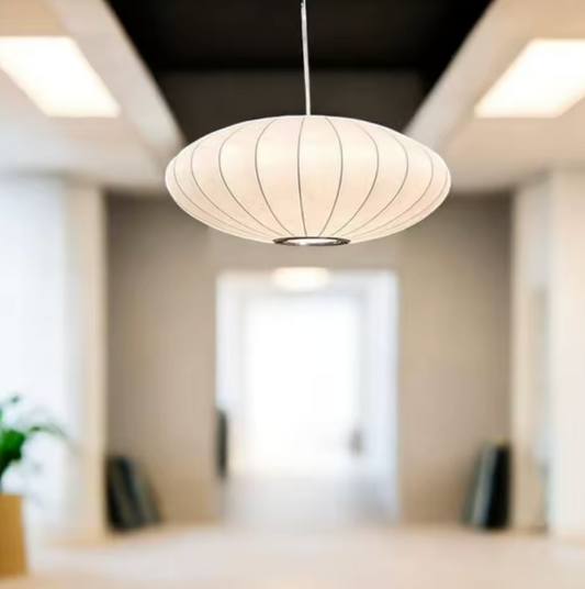 Moderne Zijden Hanglamp – Creatieve Plafondlamp voor Woonkamer & Eetkamer