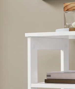 Witte Bijzettafel met Lade & Planken – 30x28x74cm