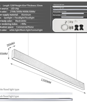 LED Hanglamp 120 cm – Moderne Verstelbare Aluminium Plafondlamp (2800 - 6500K)