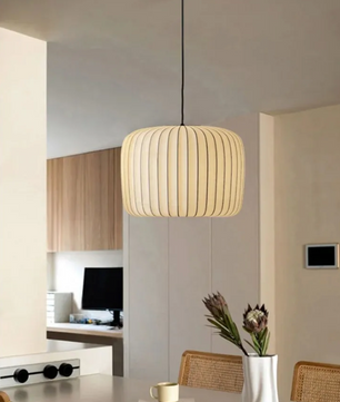 Moderne Japanse Wabi Sabi Kroonluchter – Zijden Hanglamp met E27 Fitting