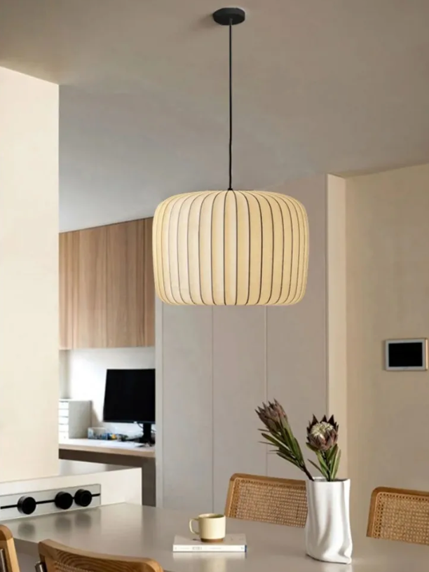 Moderne Japanse Wabi Sabi Kroonluchter – Zijden Hanglamp met E27 Fitting