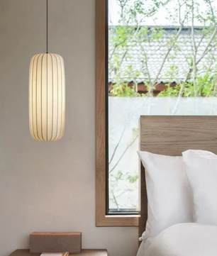 Moderne Japanse Wabi Sabi Kroonluchter – Zijden Hanglamp met E27 Fitting