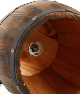 Retro Houten Wijnvat Hanglamp – Industriële E27 Plafondlamp