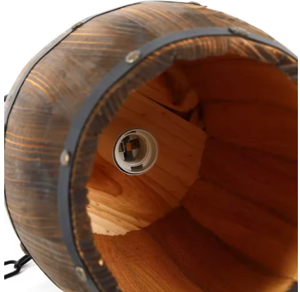 Retro Houten Wijnvat Hanglamp – Industriële E27 Plafondlamp