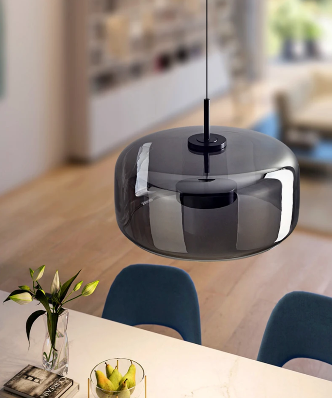 Moderne Glazen Hanglamp – LED Plafondlamp met Verstelbare Hoogte