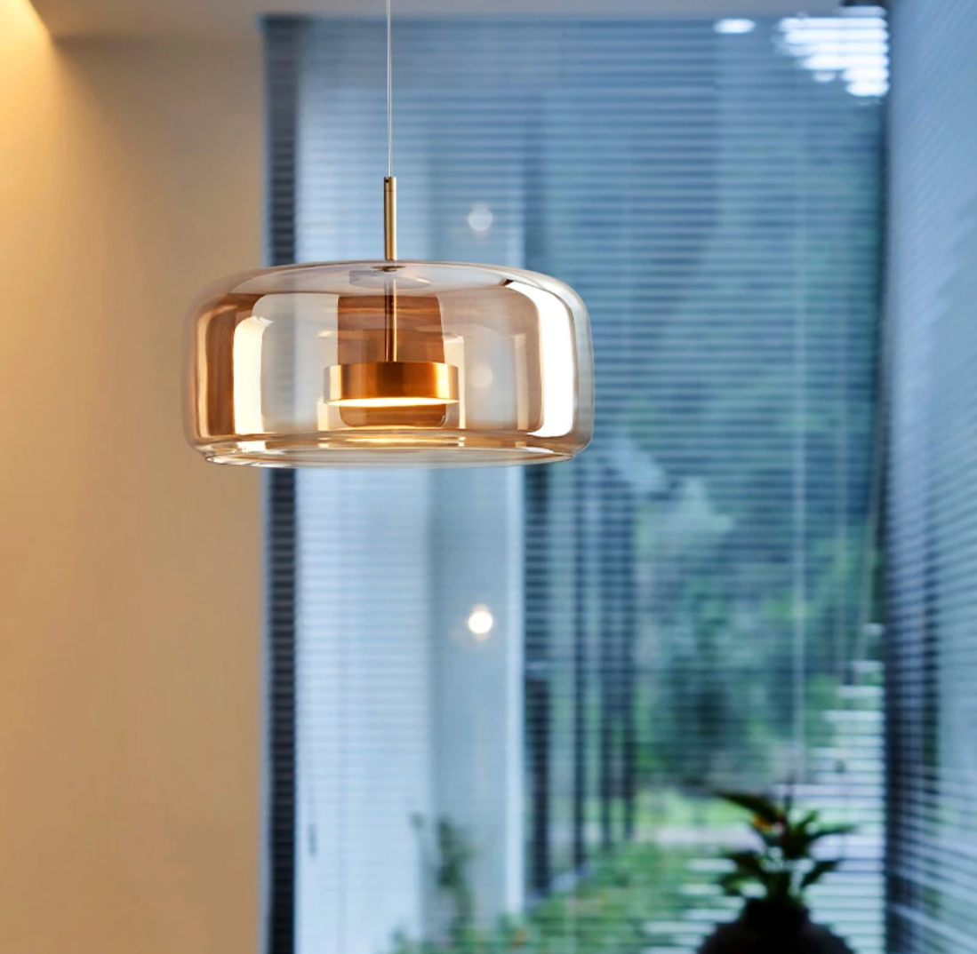 Moderne Glazen Hanglamp – LED Plafondlamp met Verstelbare Hoogte