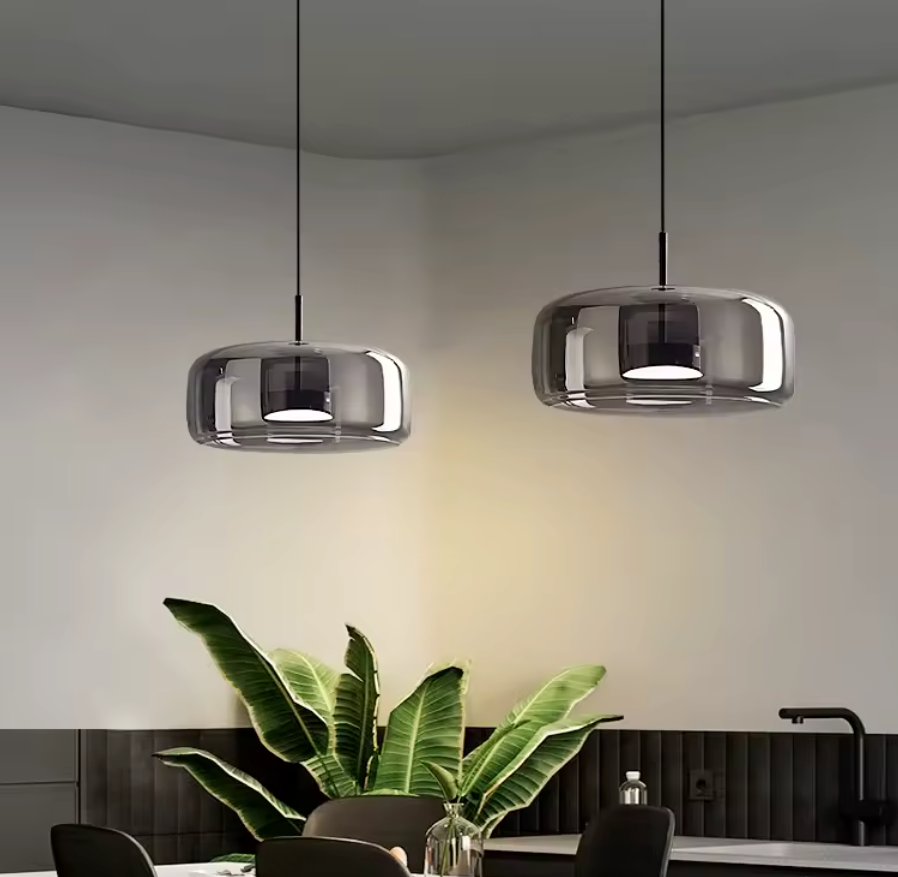 Moderne Glazen Hanglamp – LED Plafondlamp met Verstelbare Hoogte