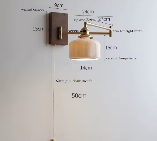 Moderne Nordic Wandlamp – LED Wandkandelaar met Trekkoordschakelaar