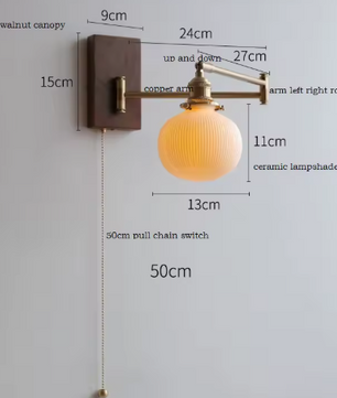 Moderne Nordic Wandlamp – LED Wandkandelaar met Trekkoordschakelaar