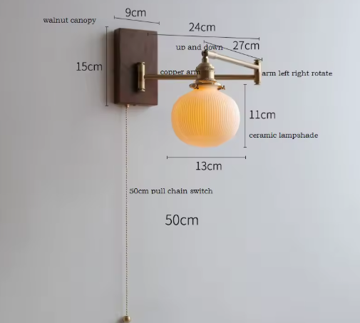 Moderne Nordic Wandlamp – LED Wandkandelaar met Trekkoordschakelaar
