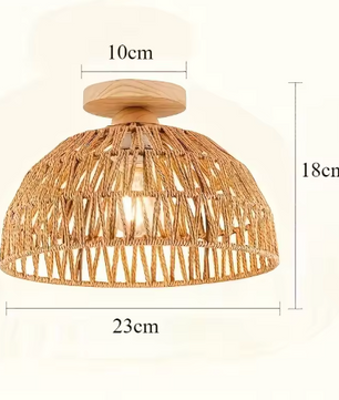 Handgemaakte Rieten Plafondlamp – Natuurlijke Lampenkap voor Woonkamer & Slaapkamer