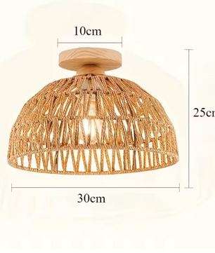 Handgemaakte Rieten Plafondlamp – Natuurlijke Lampenkap voor Woonkamer & Slaapkamer
