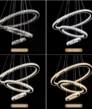 Moderne Kristallen LED Hanglamp – 3 Ringen, Dimbaar & Verstelbaar