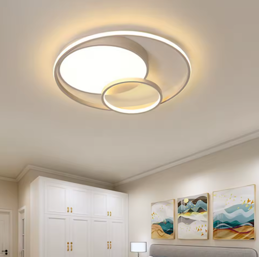 Moderne LED Plafondlamp – Rond Acryl & IJzer, 55W Dimbaar