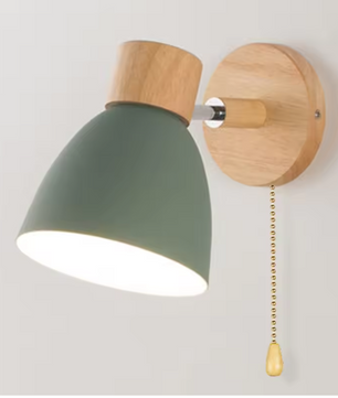 Houten Scandinavische Wandlamp – Moderne E27 Binnenverlichting met Schakelaar