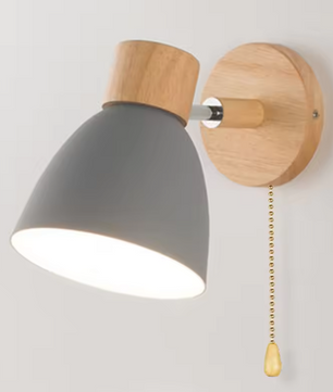 Houten Scandinavische Wandlamp – Moderne E27 Binnenverlichting met Schakelaar